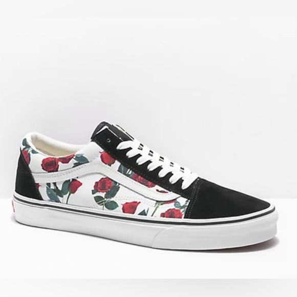 Vans Shoes - Vans old skool roses , black , white and red skate shoes